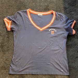'47 Navy Tee with Orange and White Stripe Collar XL
